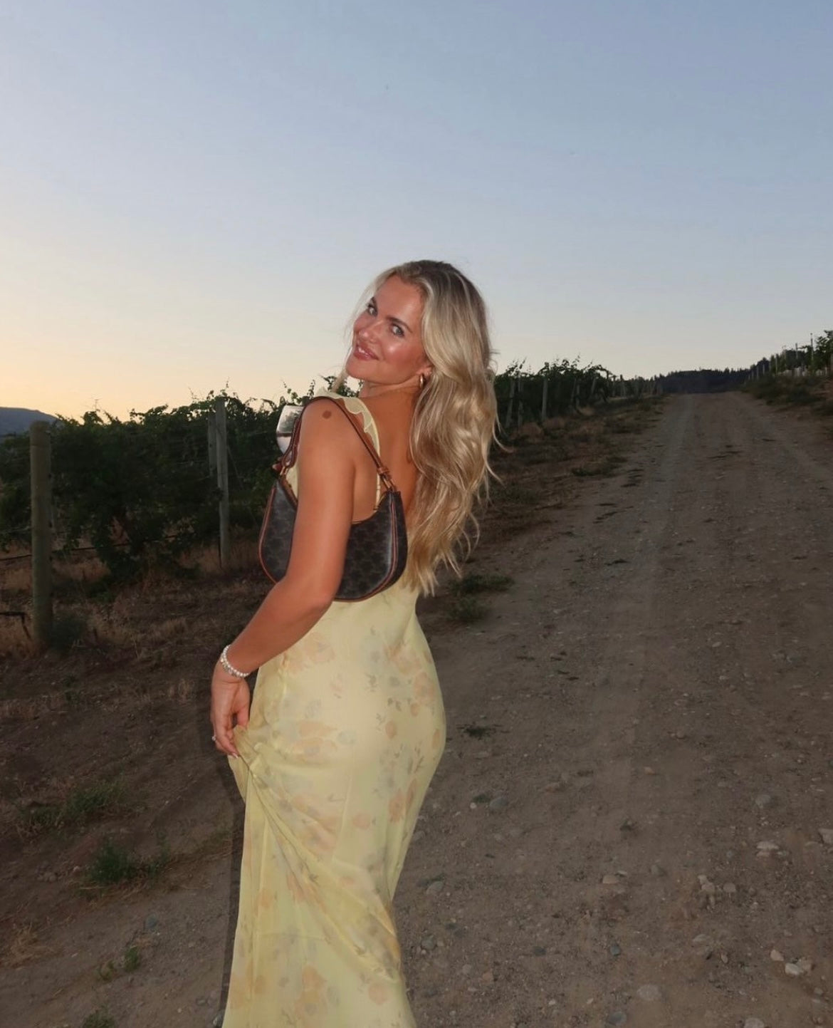 Kayla Slip Dress In Citron Bloom