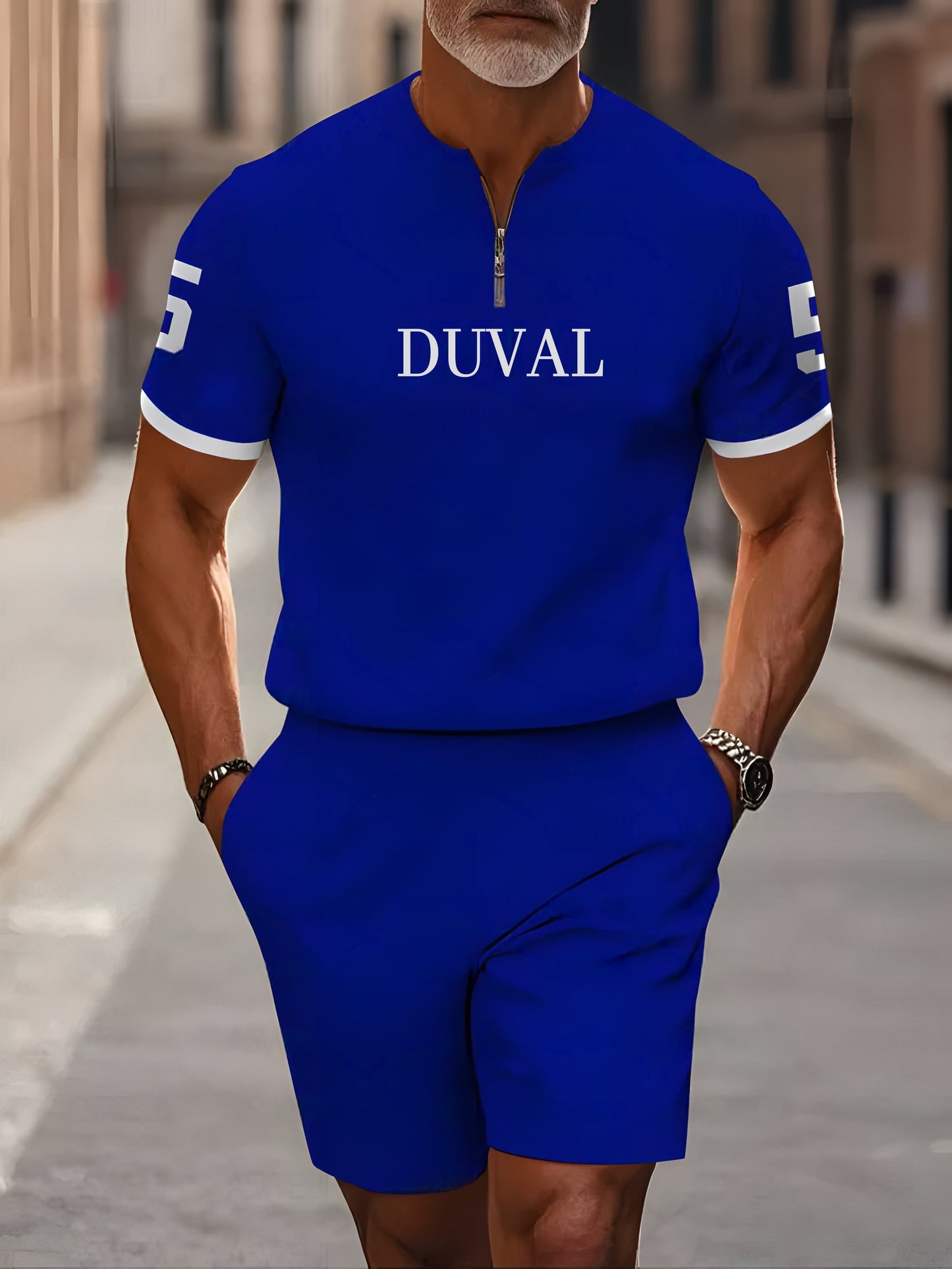 Short Sleeve Zipper Two-piece Set