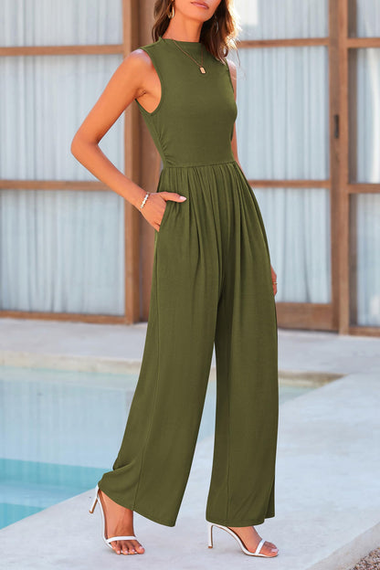 Betty | Sleeveless Wide Leg Rompers