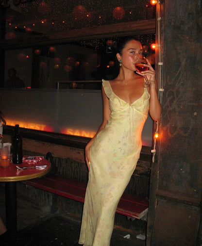 Kayla Slip Dress In Citron Bloom